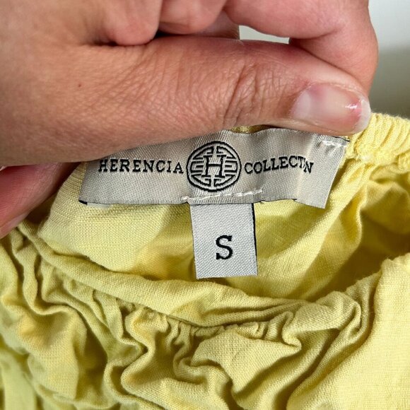 Herencia Collection yellow crop top with rose embroidery size small - Picture 10 of 10